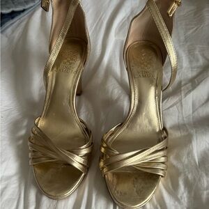 Vince Camuto Metallic Gold Strappy High Heel Sandals